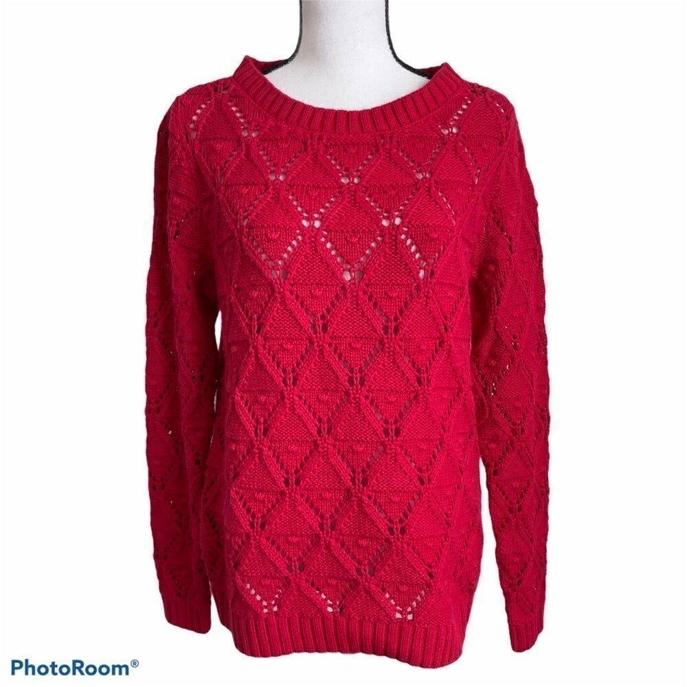 ‎Tommy Hilfiger Red 100% Cotton Textured Sweater